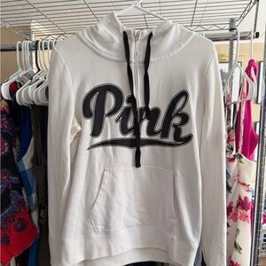 PINK Victoria's Secret White Sweatshirt with Black Logo